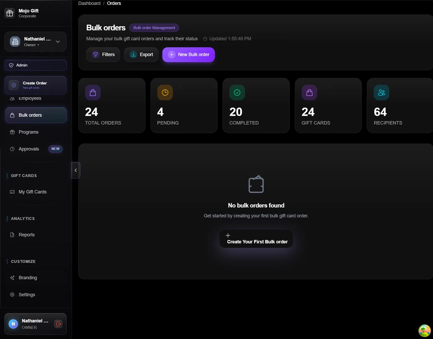 Manage recipients — Mojo Gift screenshot
